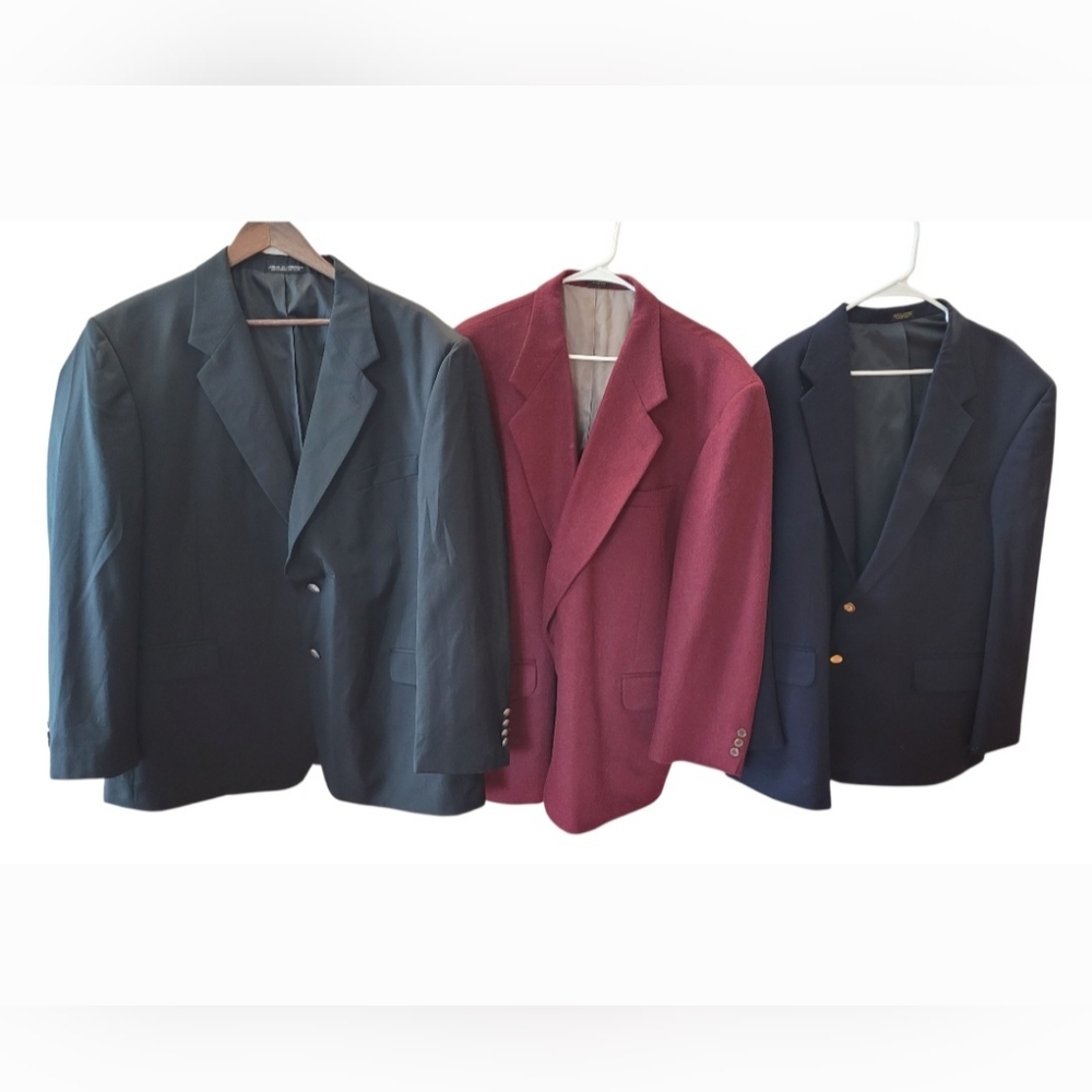 (Lot Of 3) Men's XXL Assorted Blazers Oscar de la Renta/Kilburne & Finch/Other B - Picture 2 of 16